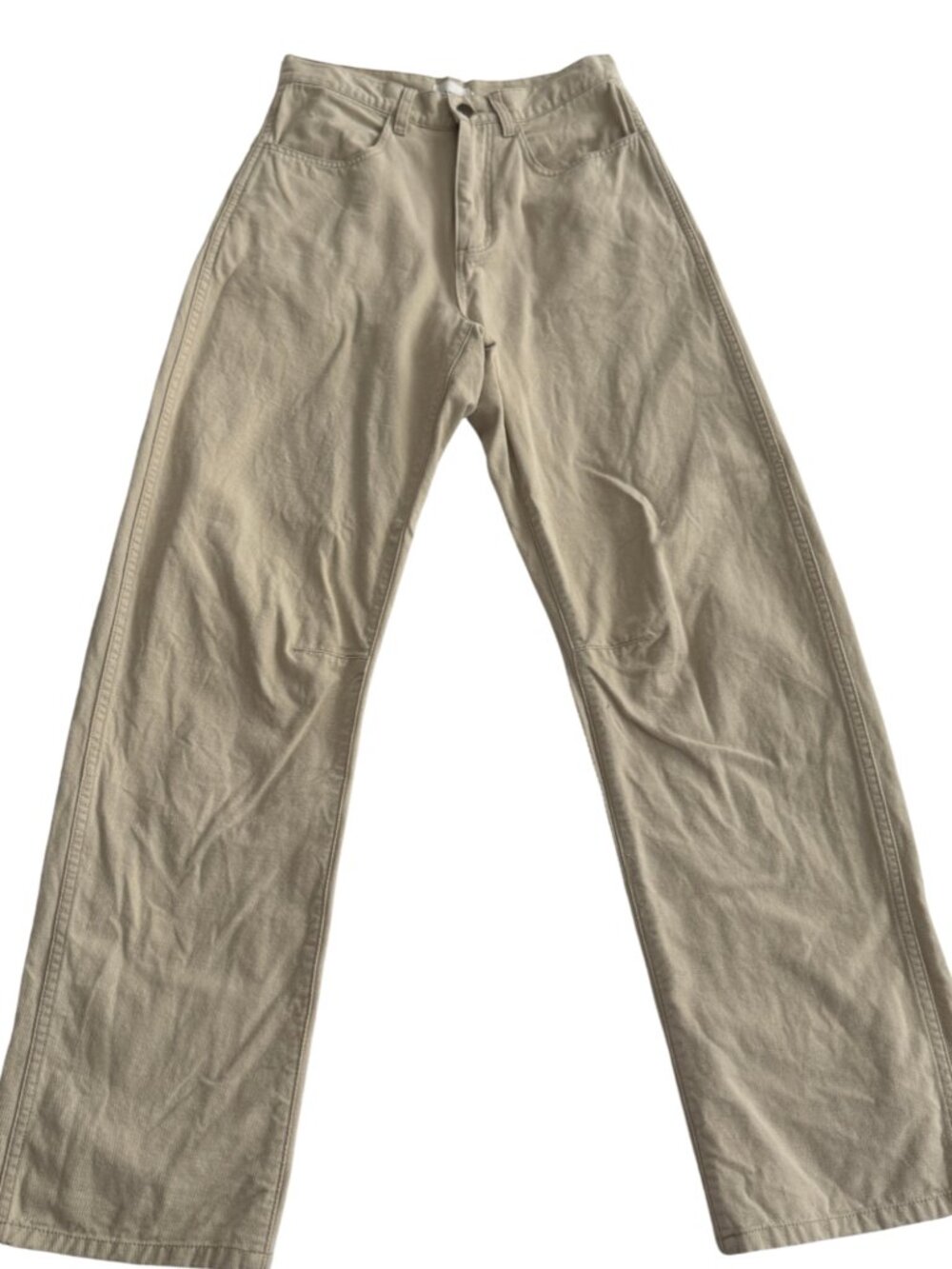 Flannel - High Rise Jeans barrel leg taupe/cream jean Sz 4